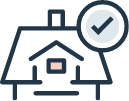 home and check mark graphic